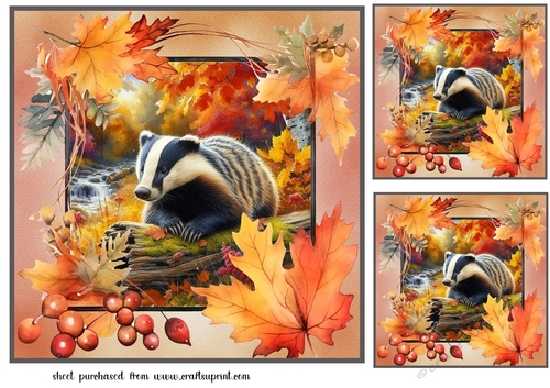 3 Autumn badger card fronts/toppers 3