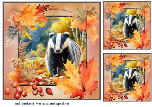 3 Autumn badger card fronts/toppers 4