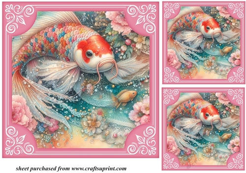 3 Floral koi card fronts/toppers 2
