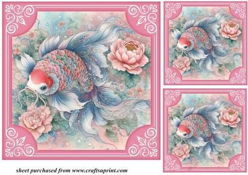 3 Floral koi card fronts/toppers 3