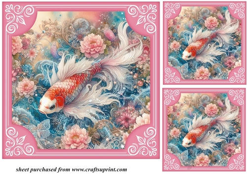 3 Floral koi card fronts/toppers 4