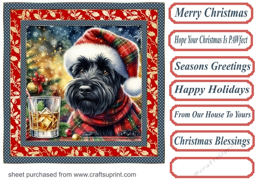 Christmas Scottish terrier with whisky card front 3