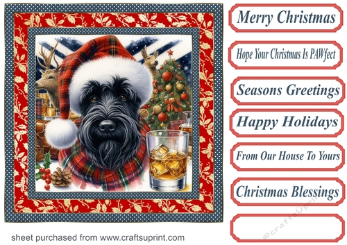 Christmas Scottish terrier with whisky card front 4