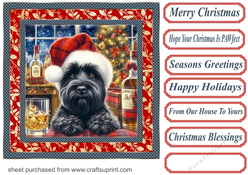 Christmas Scottish terrier with whisky card front 5