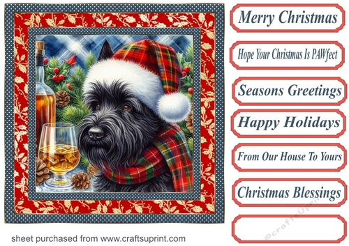 Christmas Scottish terrier with whisky card front 7