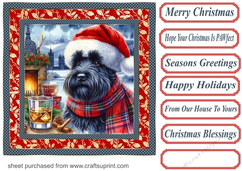 Christmas Scottish terrier with whisky card front 9