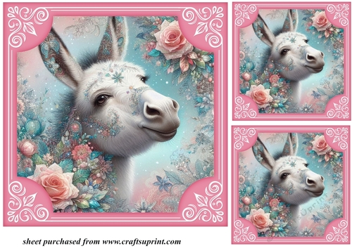 3 Floral donkey card front/toppers 4