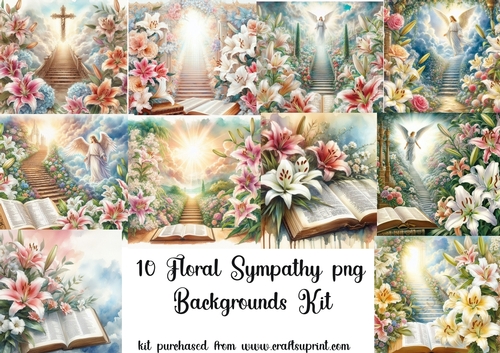 10 Floral sympathy/religious png backgrounds kit