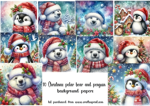 10 Polar bear and penguin backgrounds kit(jpeg)