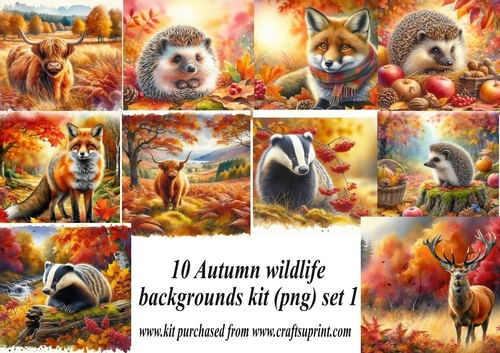 Autumn wildlife backgrounds (png) set 1