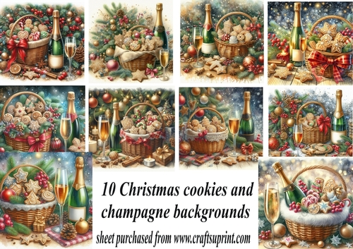 10 Christmas cookies and champagne backgrounds(png)