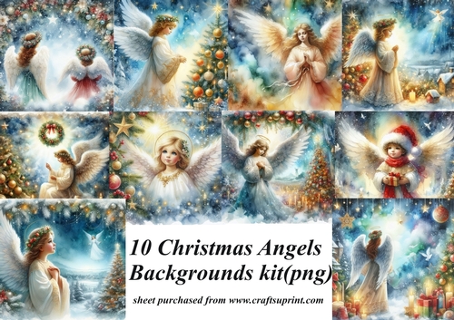 10 Christmas Angel backgrounds (png) kit