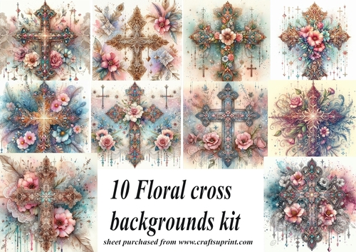 10 Floral cross backgrounds (png) kit