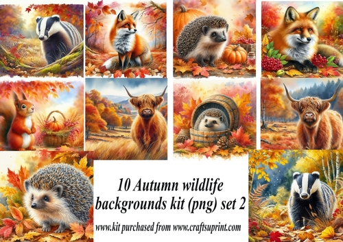 10 Autumn/Fall wildlife backgrounds(png) kit 2