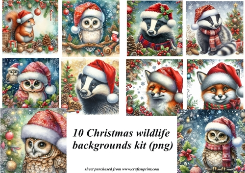 Christmas wildlife backgrounds (png) kit