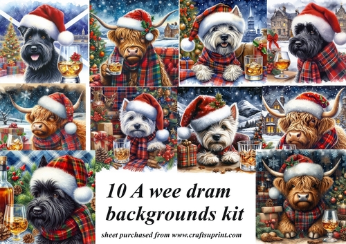 10 A wee Christmas dram backgrounds kit(png)