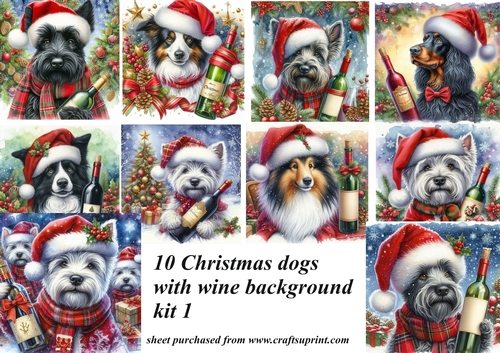 10 Dogs with wine bottle backgrounds kit (png) 1