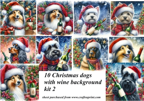 10 Dogs with wine bottle backgrounds kit (png) 2
