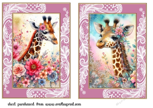 2 Floral giraffe card fronts 1
