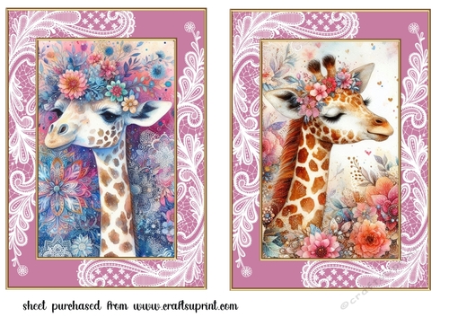 2 Floral giraffe card fronts 2