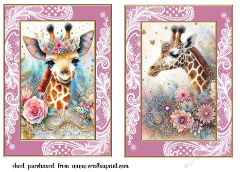 2 Floral giraffe card fronts 3