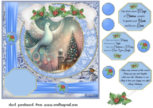 Christmas dove scene card front