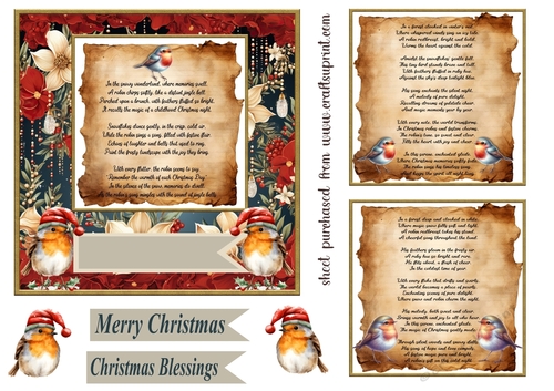 Christmas robin poem card front