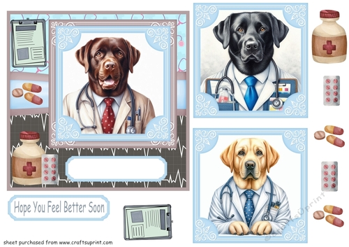 Labrador doctor get well soon card front