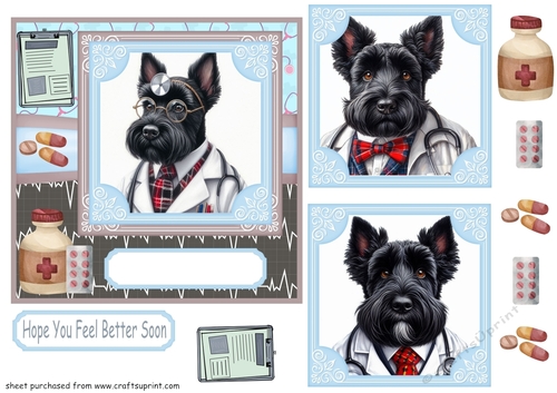 Scottie doctor get well soon card front