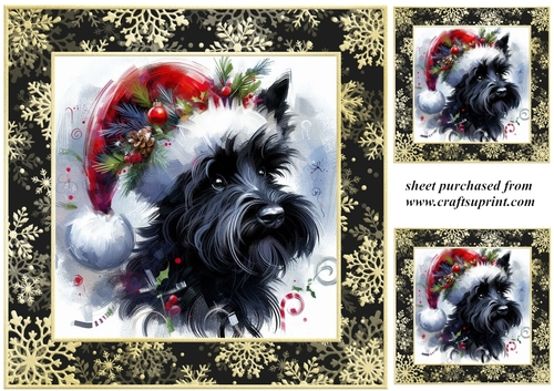 3 Whimsical Christmas Scottie card front/toppers 4