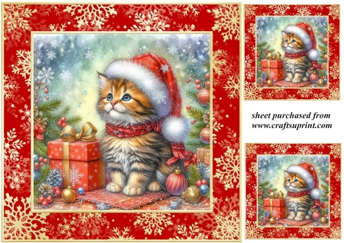 3 Christmas kittens card front/toppers 2