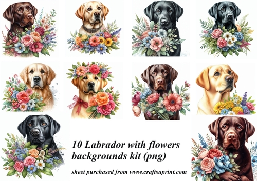 10 Floral Labrador backgrounds kit(png)