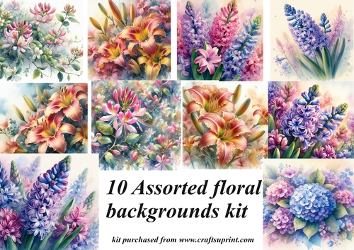 10 Assorted floral backgrounds kit