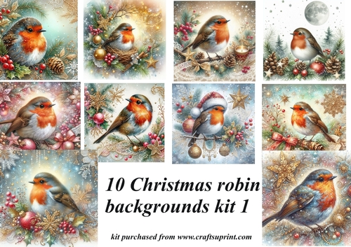 Christmas robin backgrounds kit