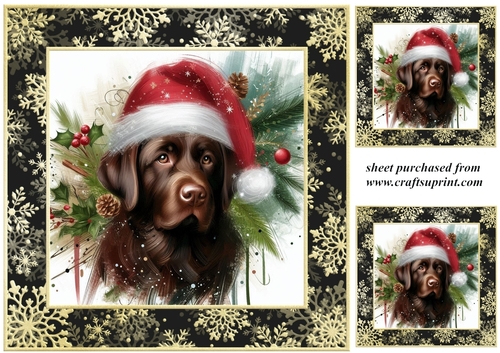 3 Whimsical Christmas Labrador card front/toppers 1