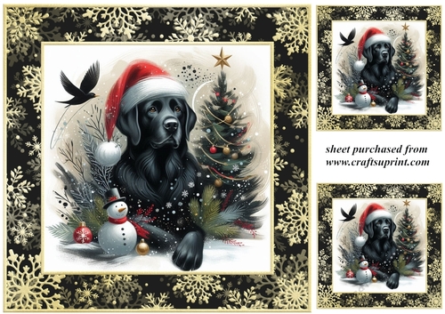 3 Whimsical Christmas Labrador card front/toppers 2
