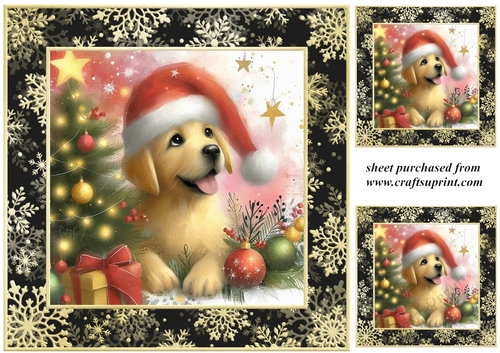 3 Whimsical Christmas Labrador card front/toppers 3