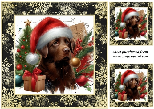 3 Whimsical Christmas Labrador card front/toppers 5
