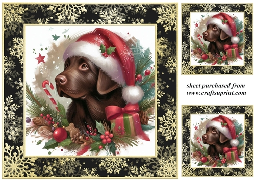 3 Whimsical Christmas Labrador card front/toppers 6