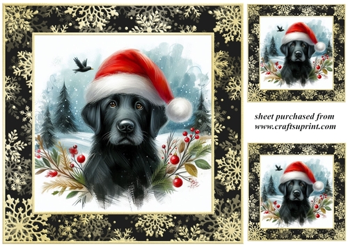 3 Whimsical Christmas Labrador card front/toppers 7