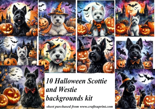 Halloween Scottie and Westie backgrounds kit