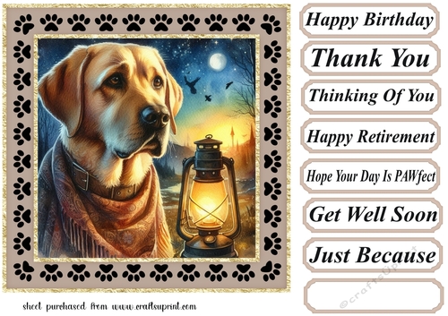 Paw framed twilight dog card front 1