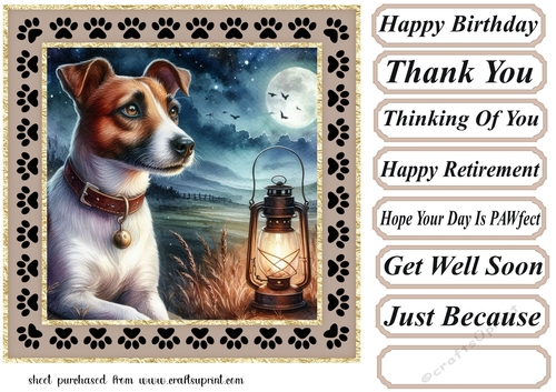 Paw framed twilight dog card front 2