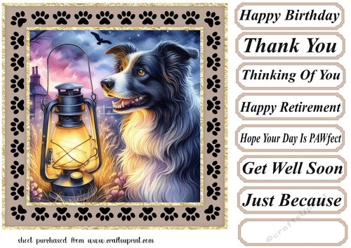 Paw framed twilight dog card front 3