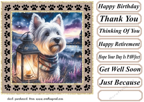 Paw framed twilight dog card front 4