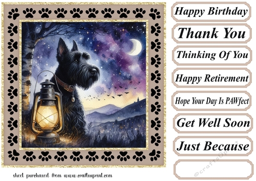 Paw framed twilight dog card front 5