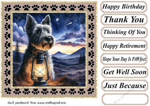 Paw framed twilight dog card front 6