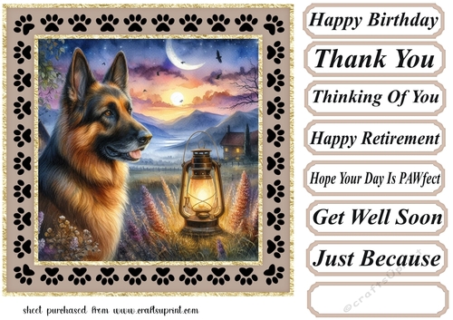 Paw framed twilight dog card front 7