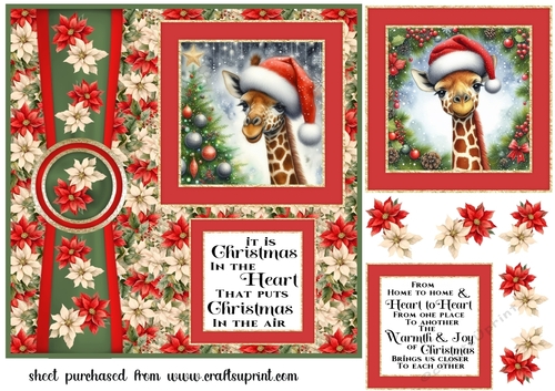 2 Panel Christmas giraffe card front 1