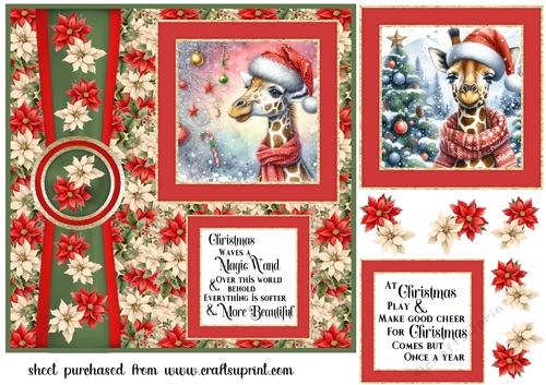 2 Panel Christmas giraffe card front 2